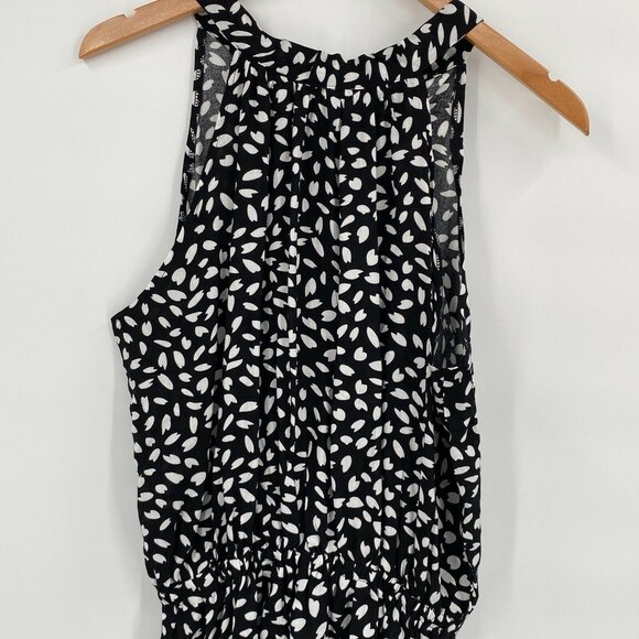 Womens Black White Sleeveless Halter Neck Knee Length A Line Dress Size Small - Picture 2 of 10